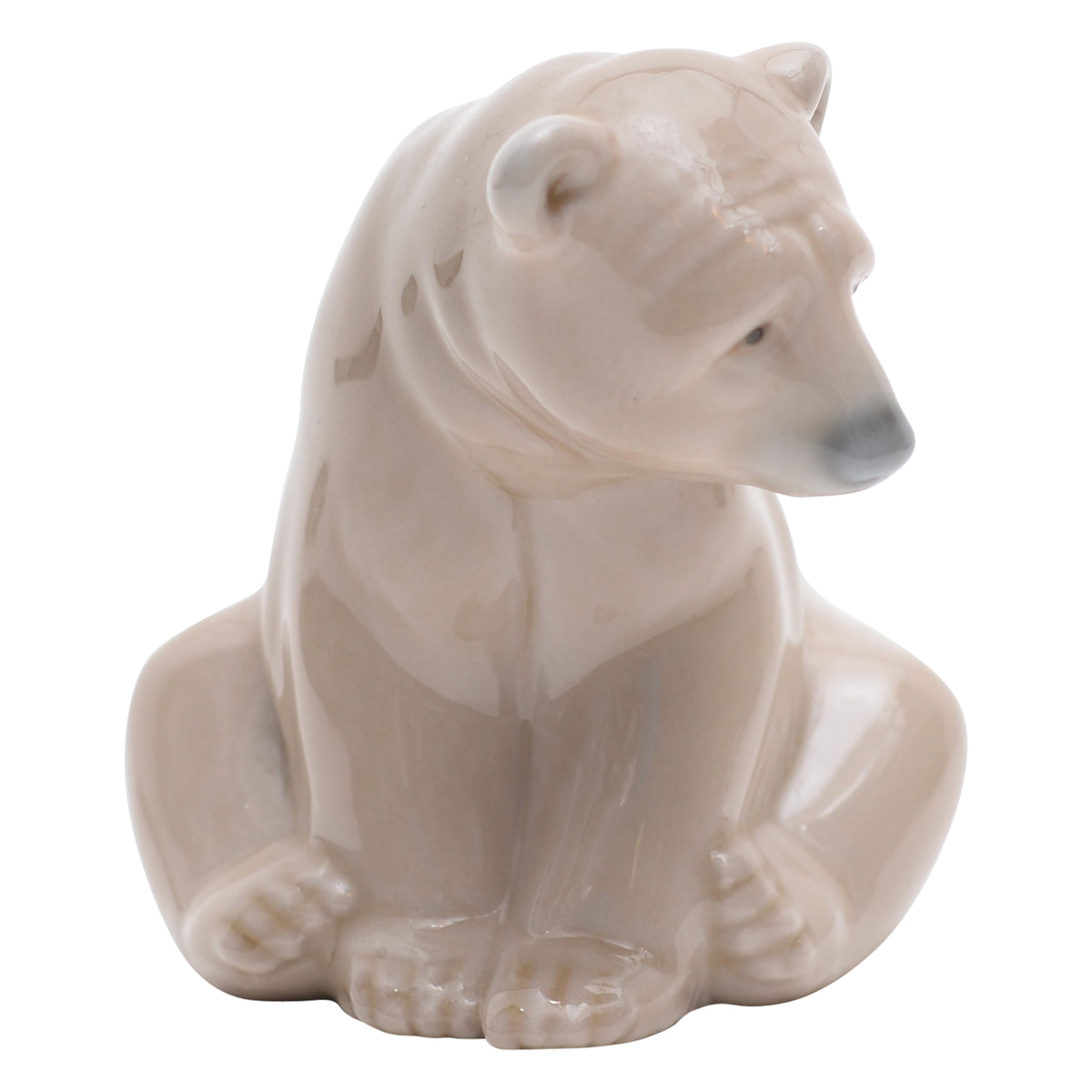 Seated polar bear sculpture