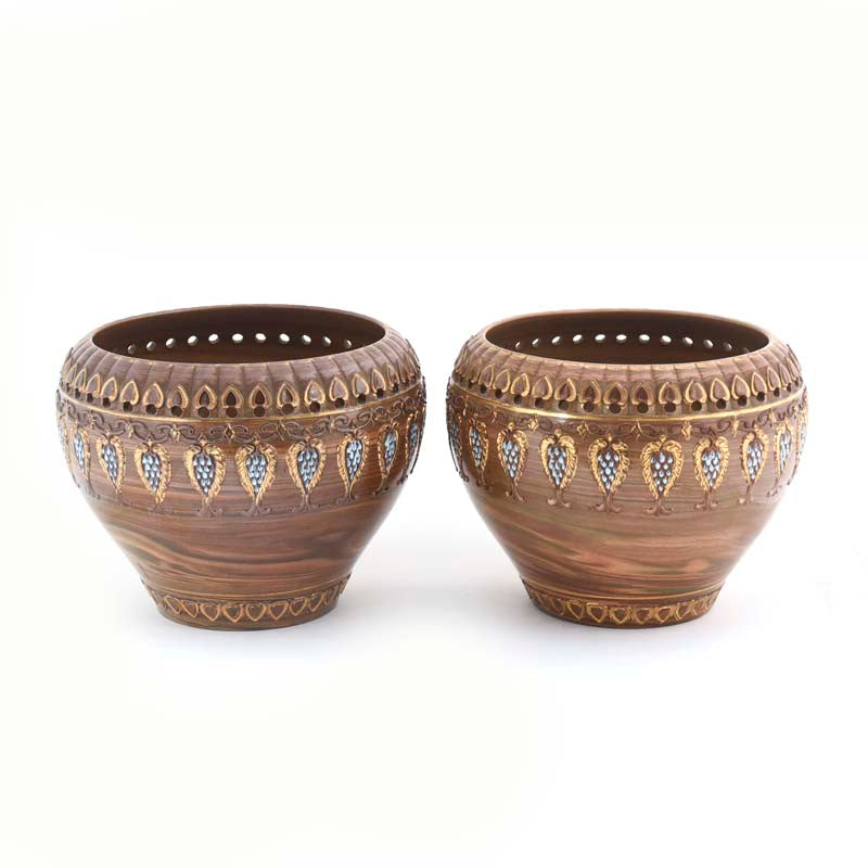 Agateware Vase Pair