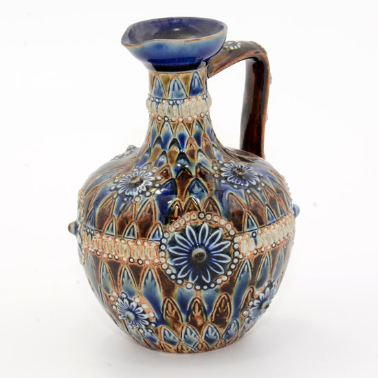 Pitcher, Lambeth Flowers Blue Tan