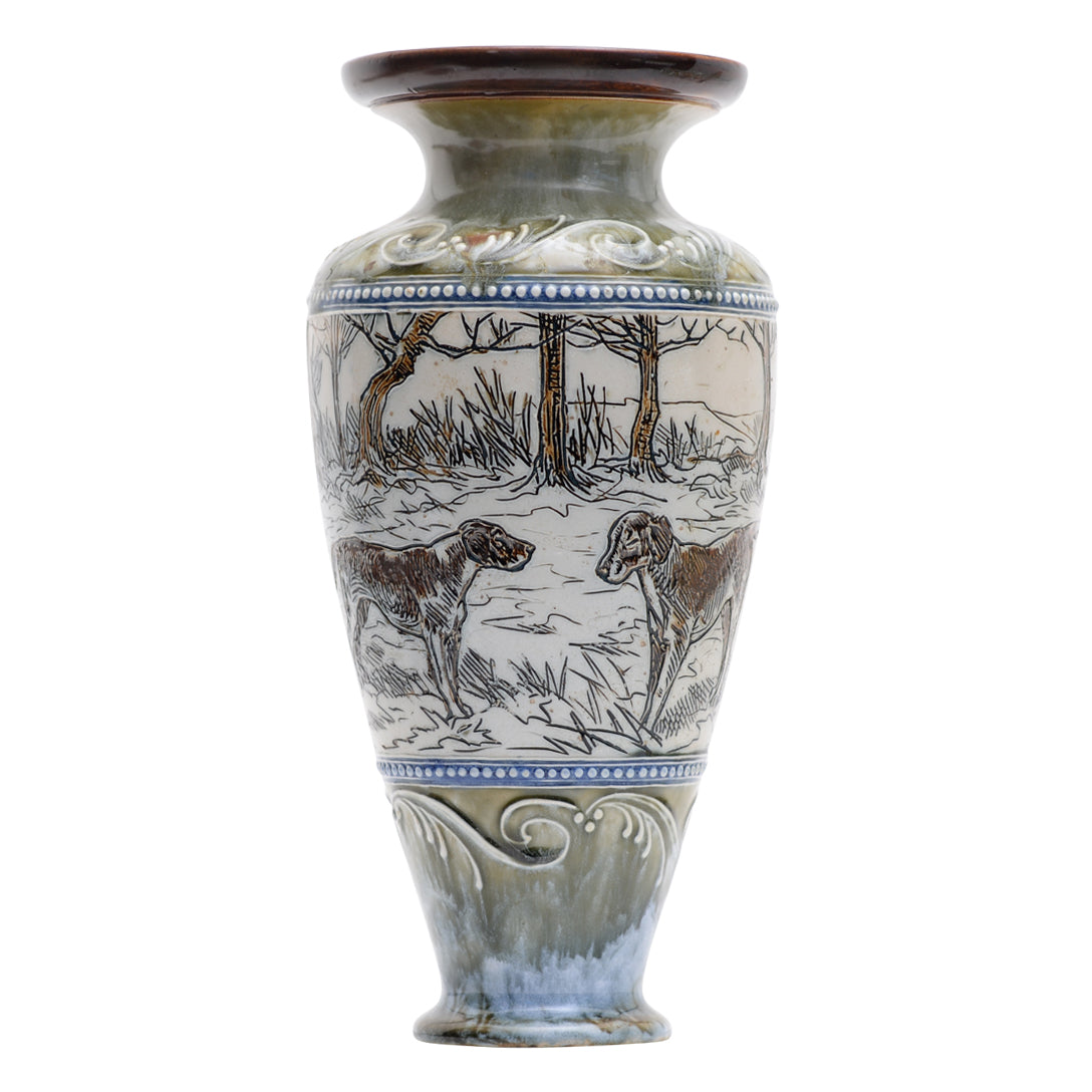 Vases by Hannah Barlow Hounds in a wooded landscape