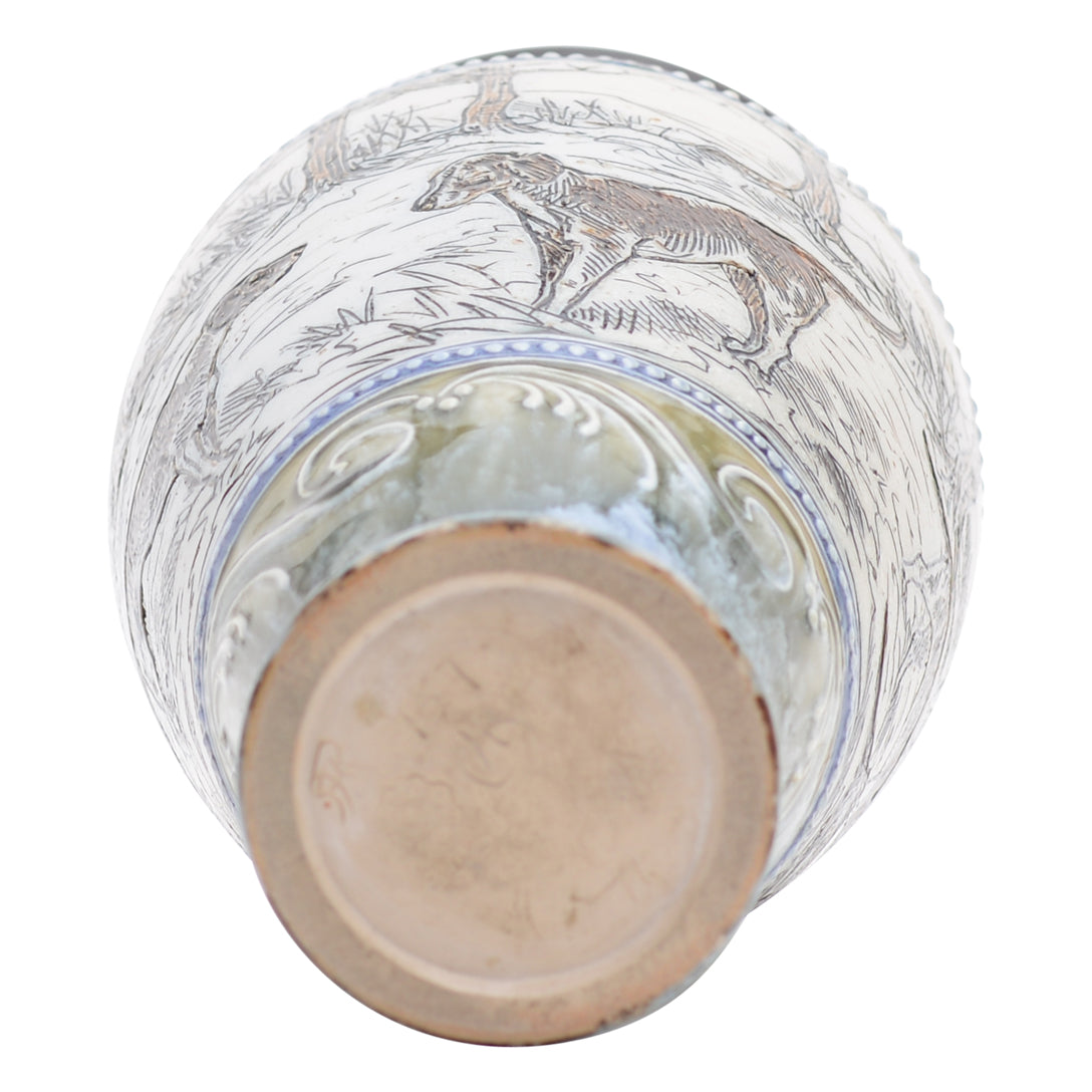 Vases by Hannah Barlow Hounds in a wooded landscape