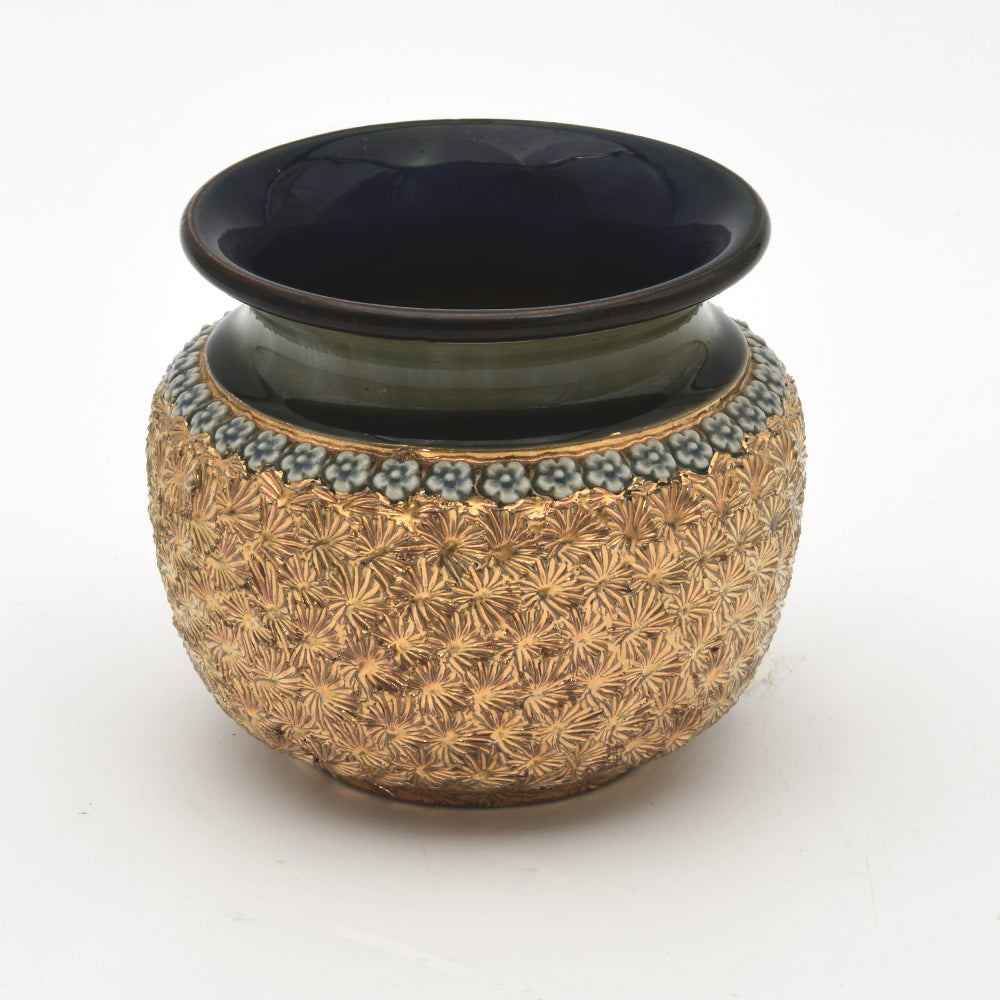 Vase stoneware, gold blue