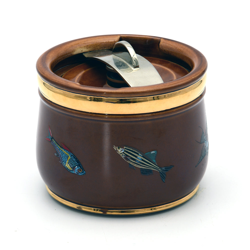 Tobacco jar stoneware, fish