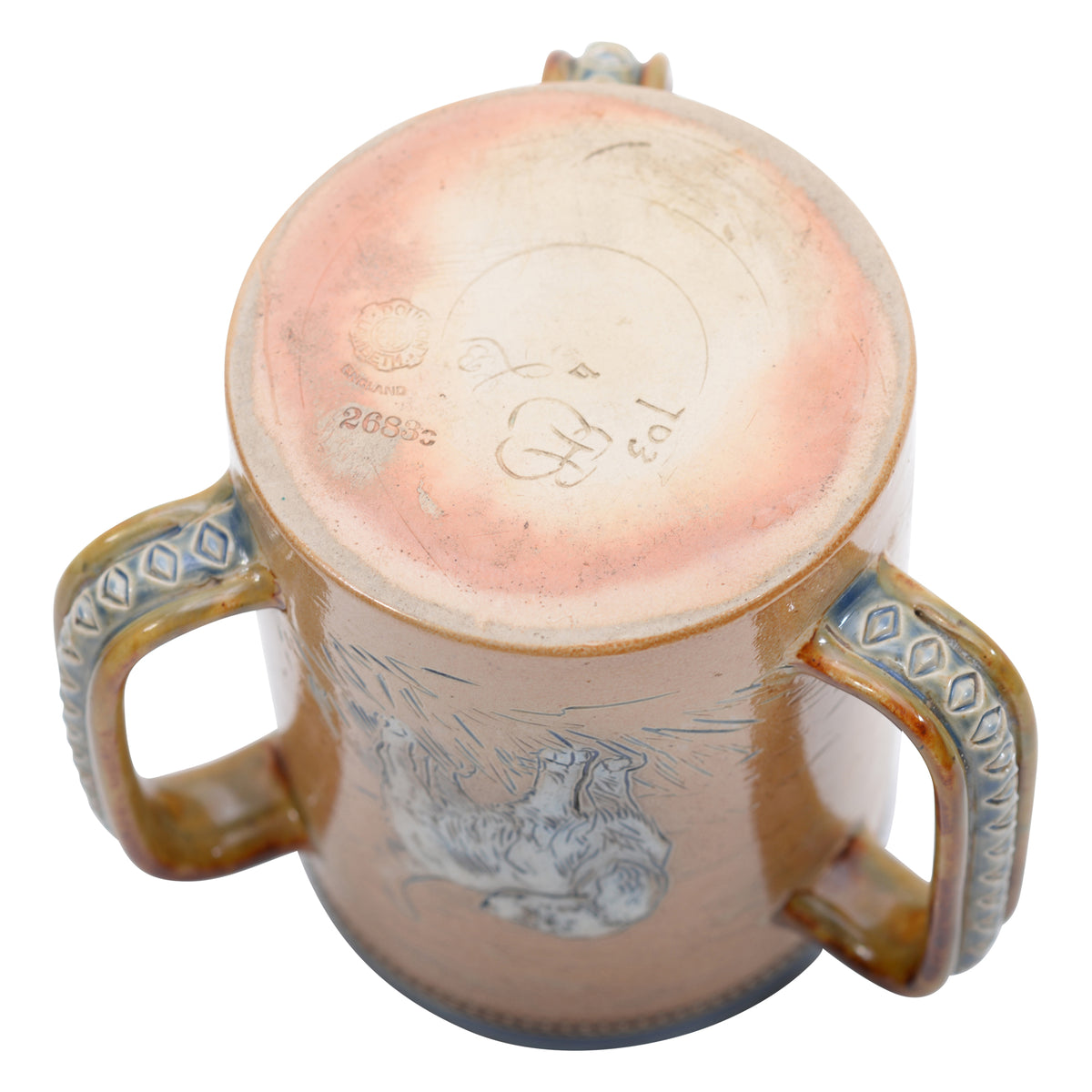 Stoneware tyg with dogs
