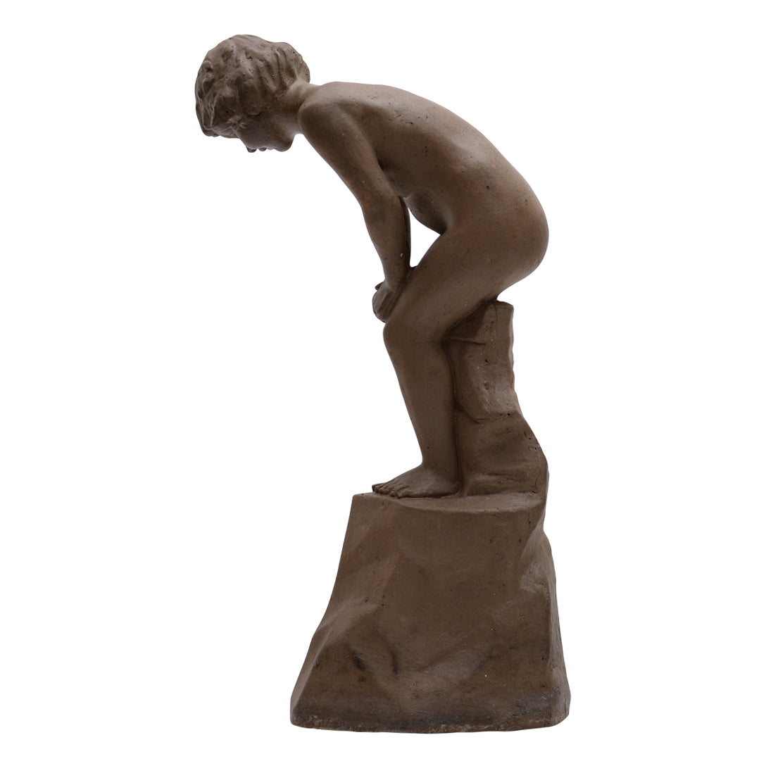 Stoneware garden sculpture.