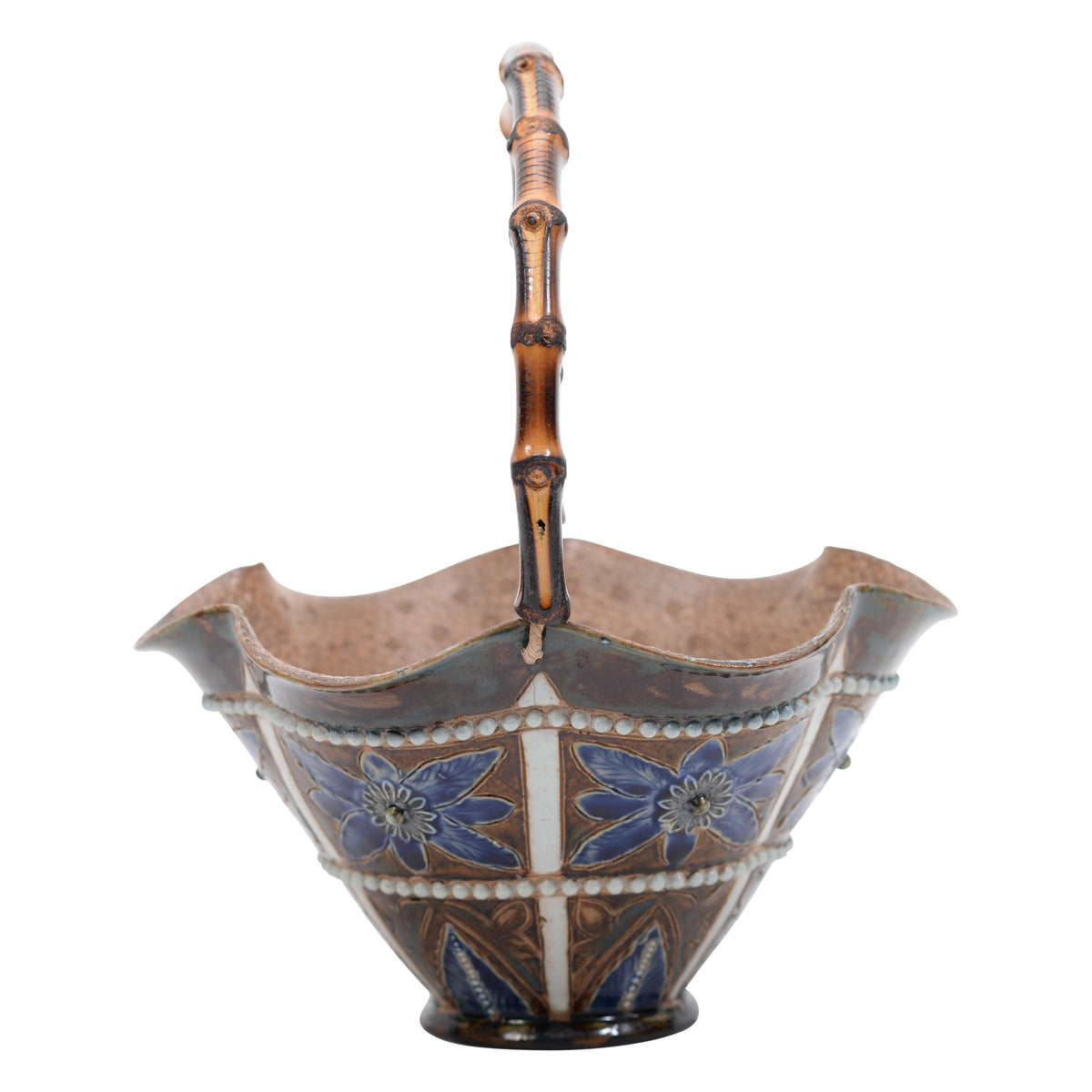 Unusual Lambeth stoneware basket
