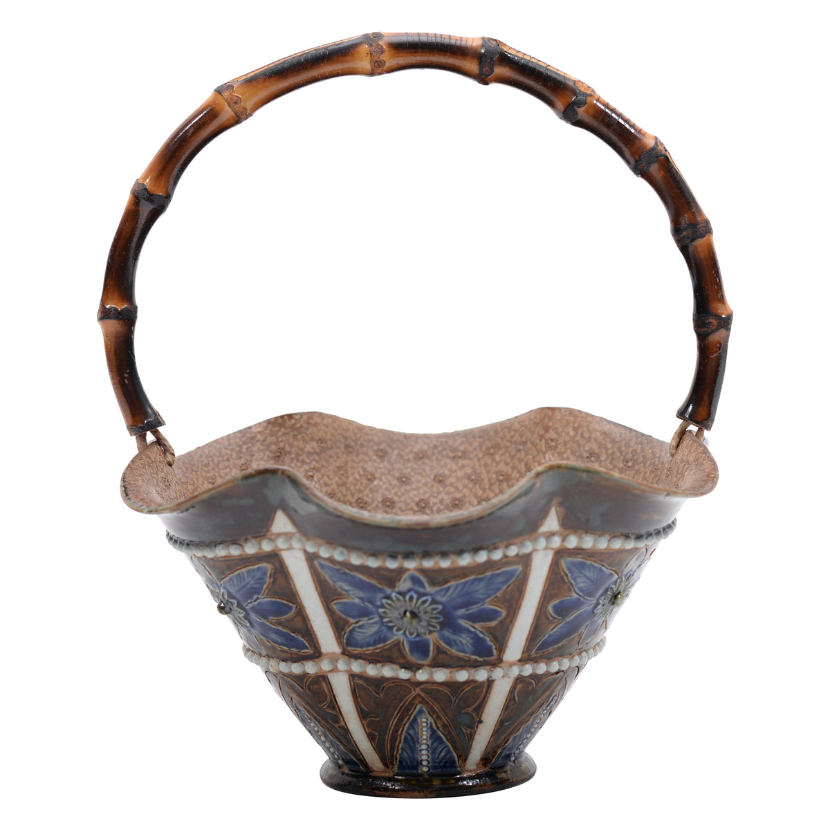 Unusual Lambeth stoneware basket