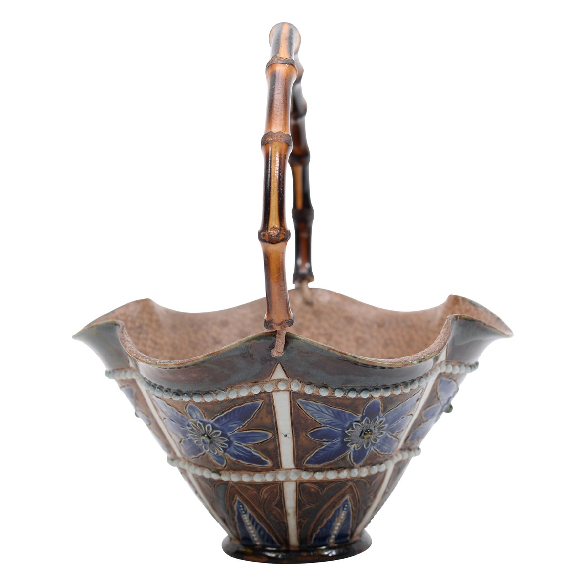 Unusual Lambeth stoneware basket