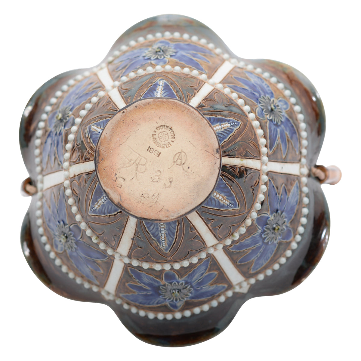 Unusual Lambeth stoneware basket