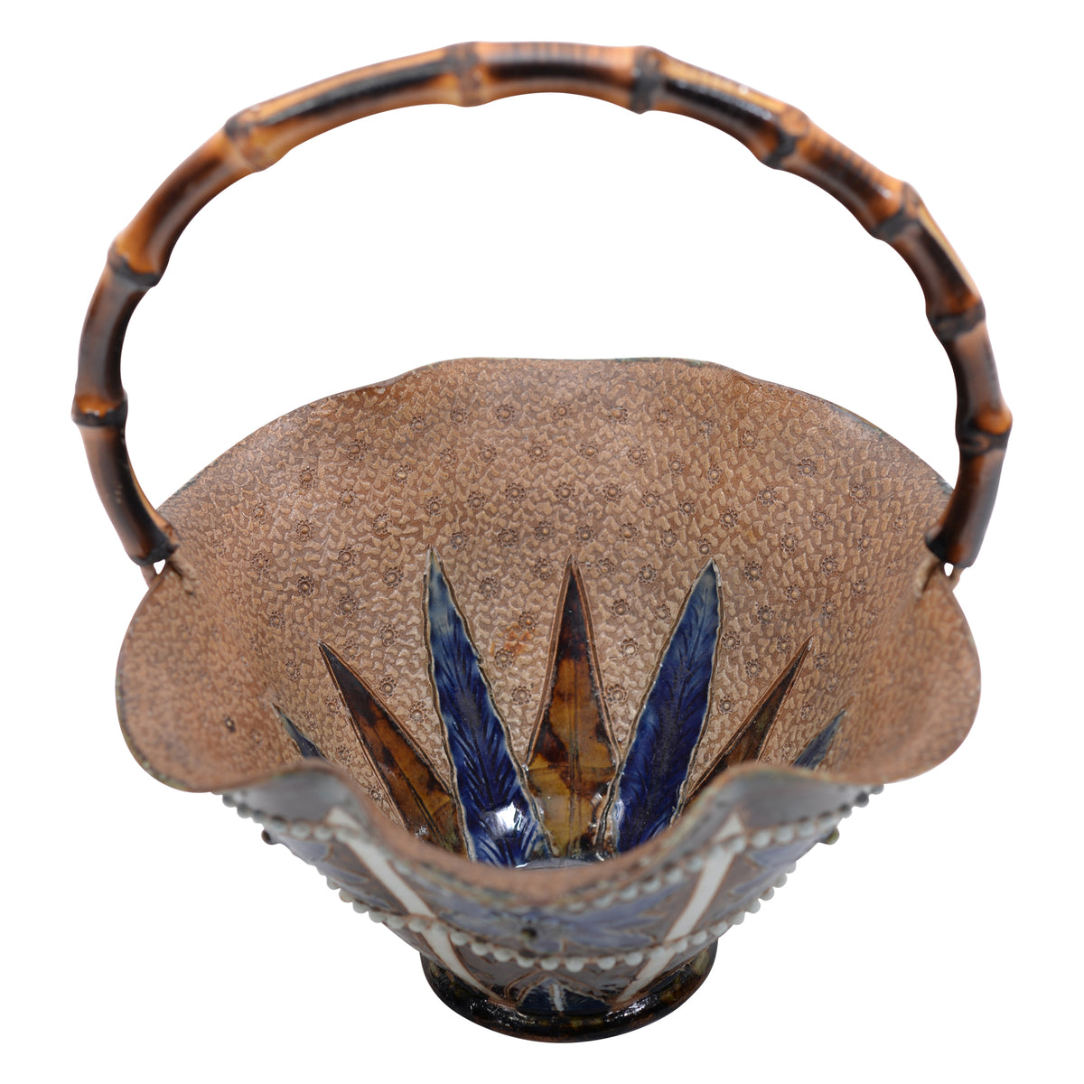 Unusual Lambeth stoneware basket