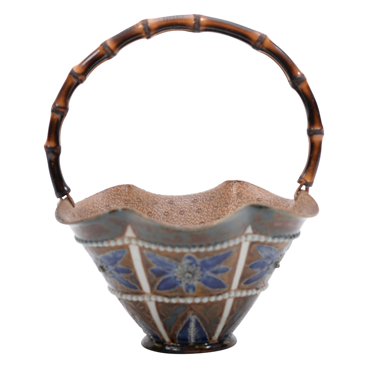 Unusual Lambeth stoneware basket