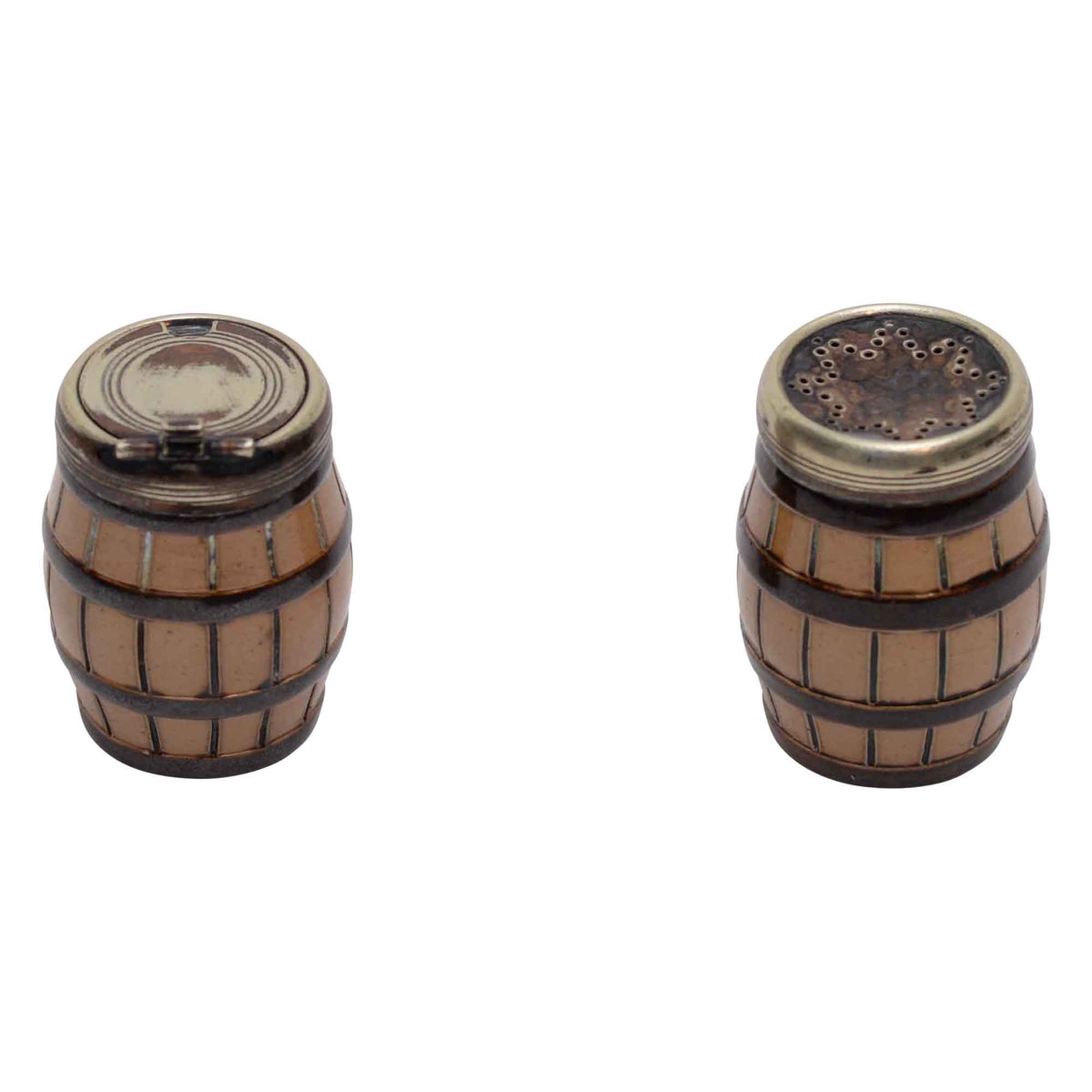 Pair of barrel salt and pepper