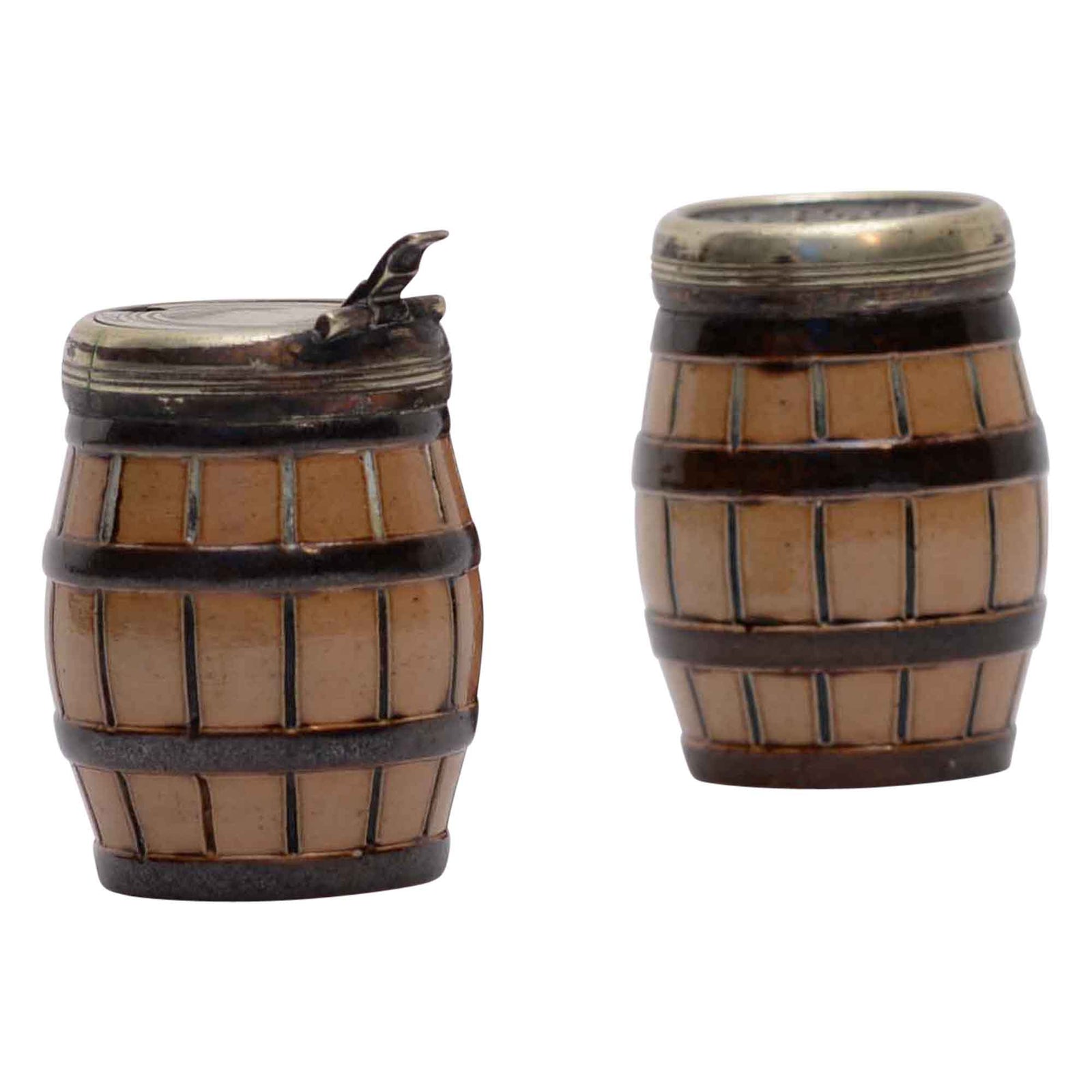 Pair of barrel salt and pepper