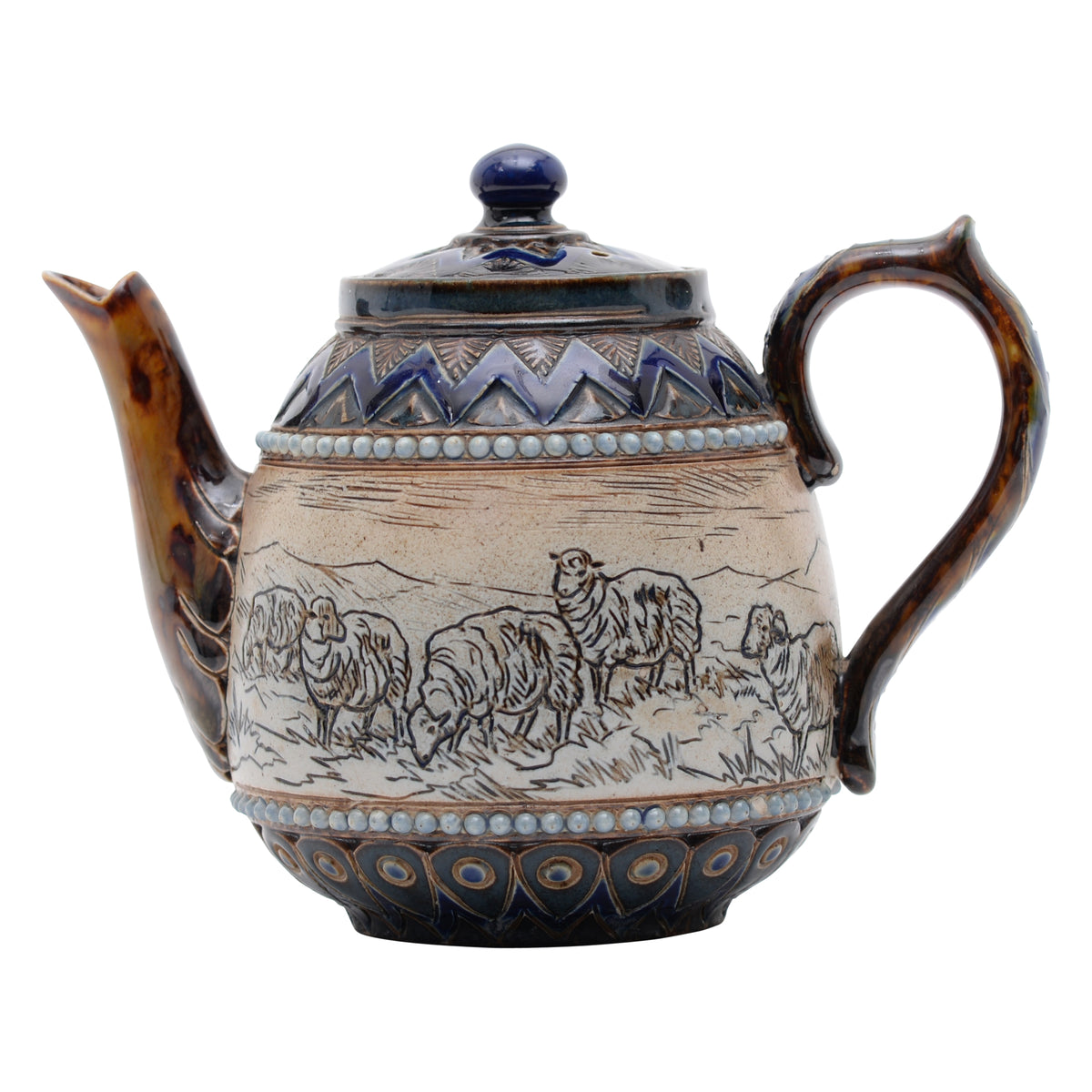Miniature teapot incised with sheep