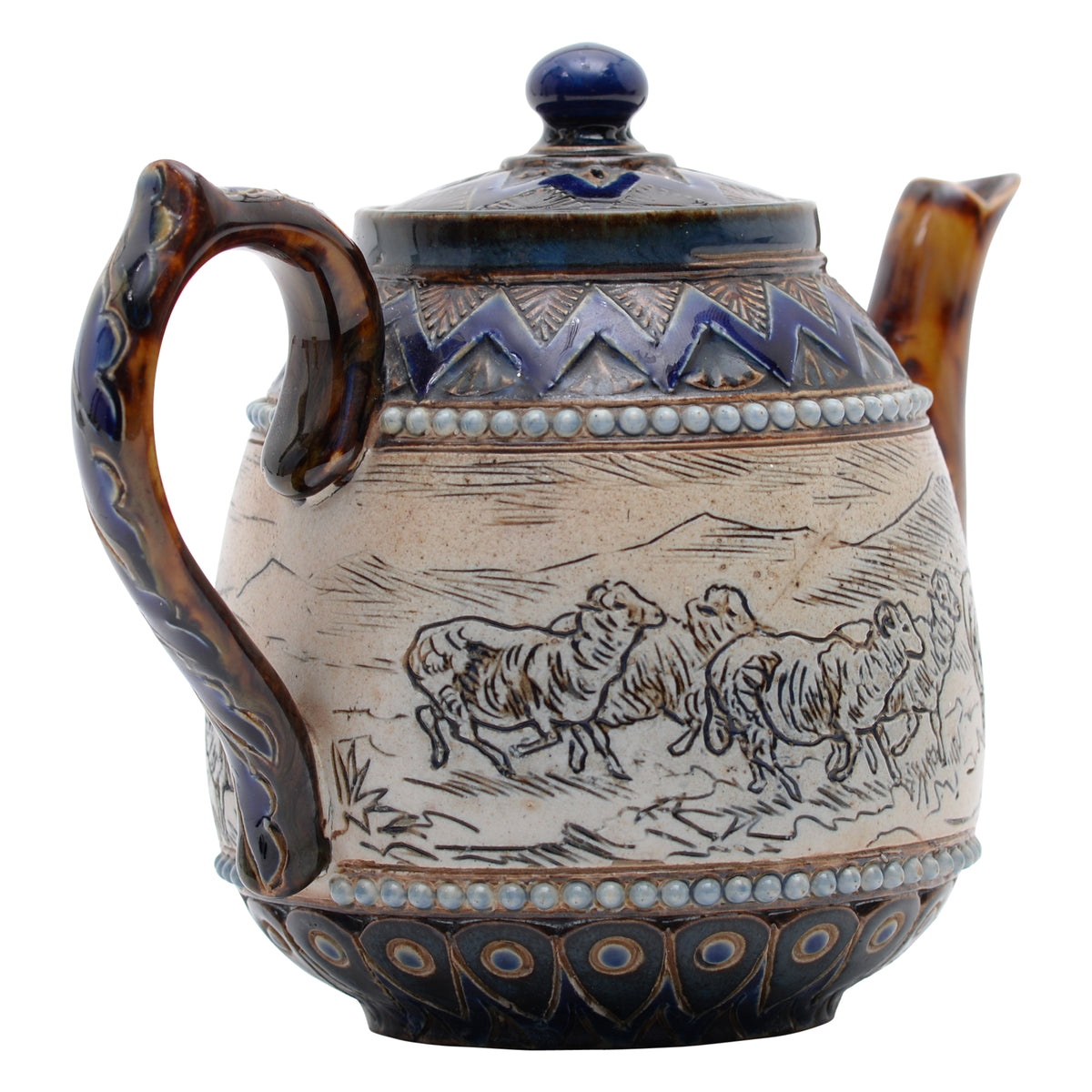 Miniature teapot incised with sheep