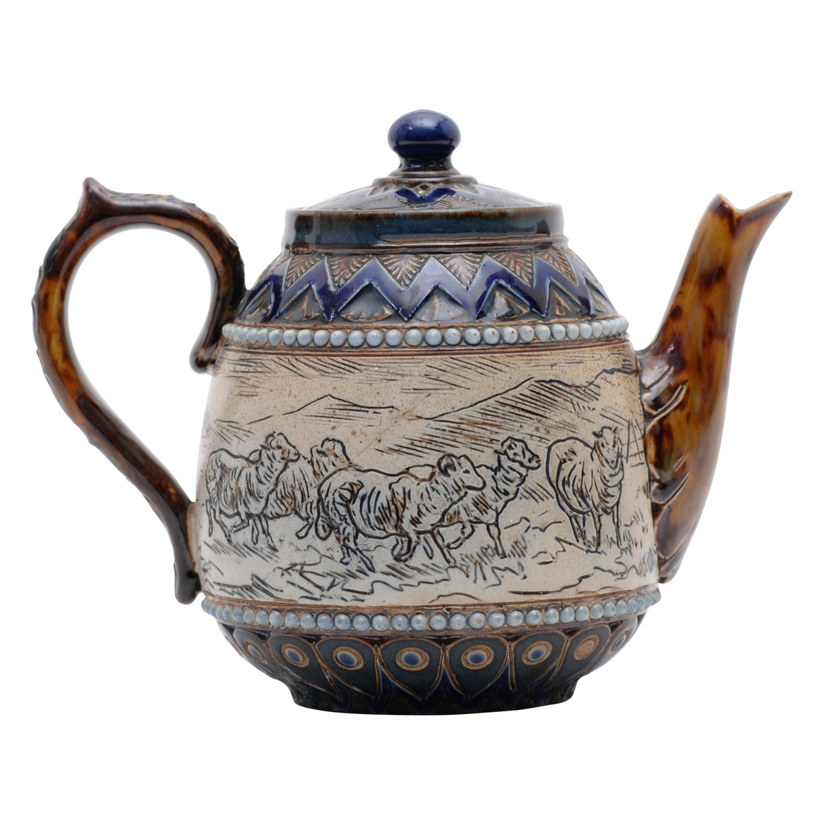Miniature teapot incised with sheep