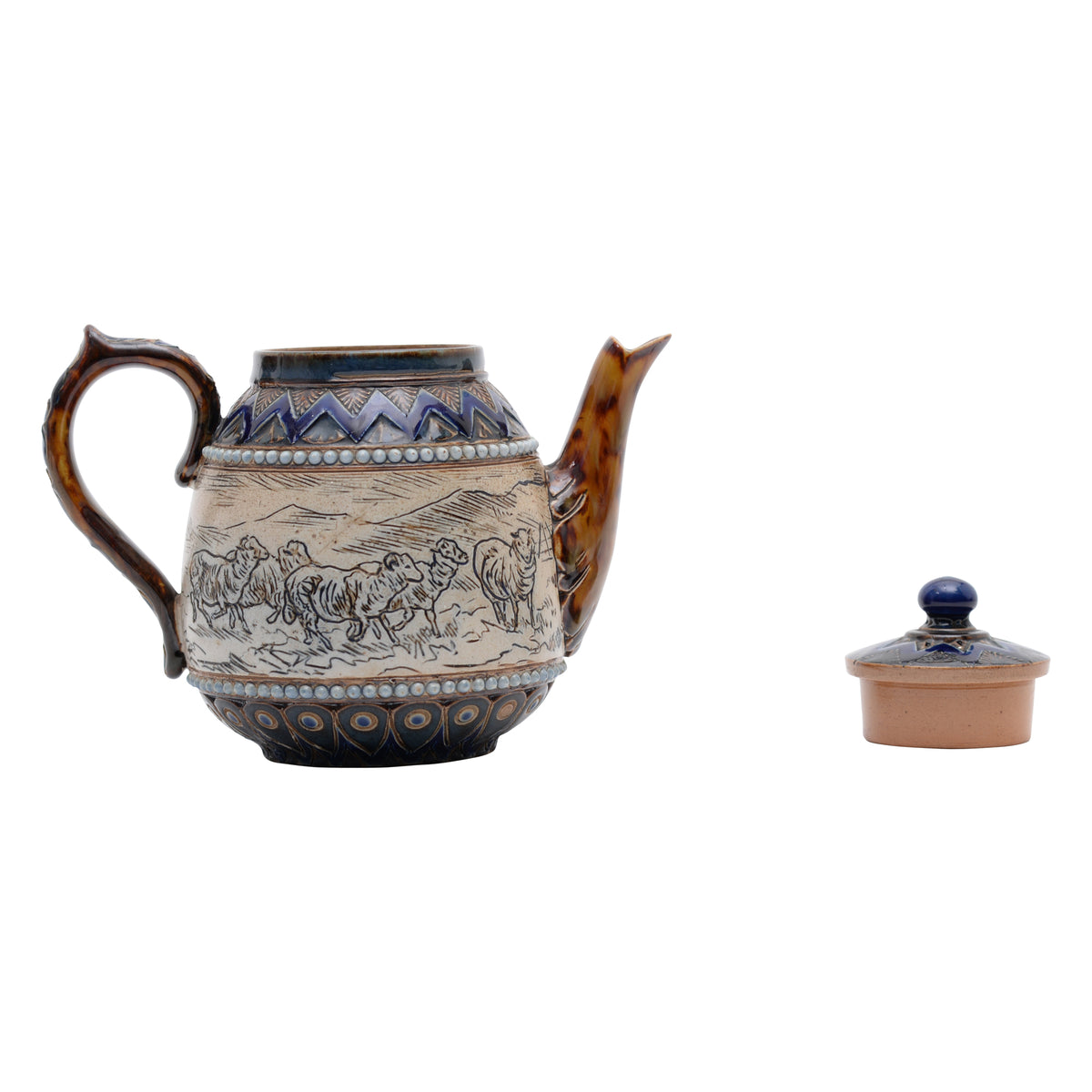 Miniature teapot incised with sheep