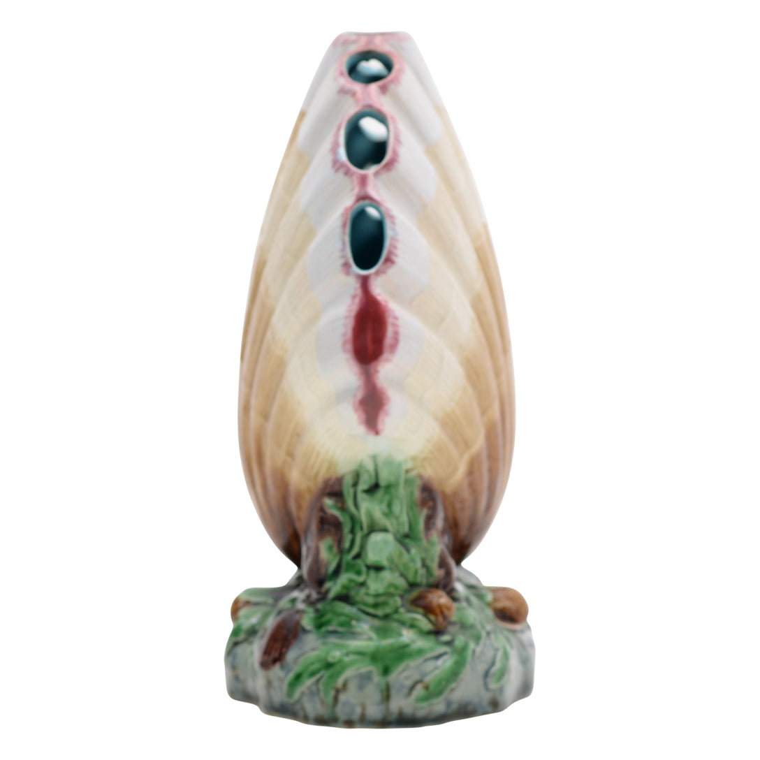 Minton majolica shell vase
