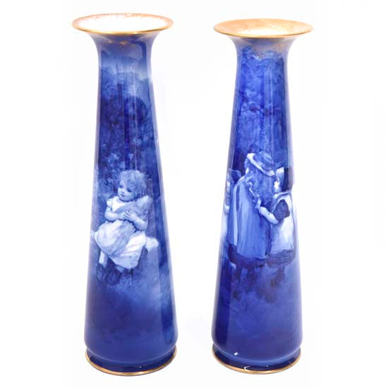 Blue Children Vase pair
