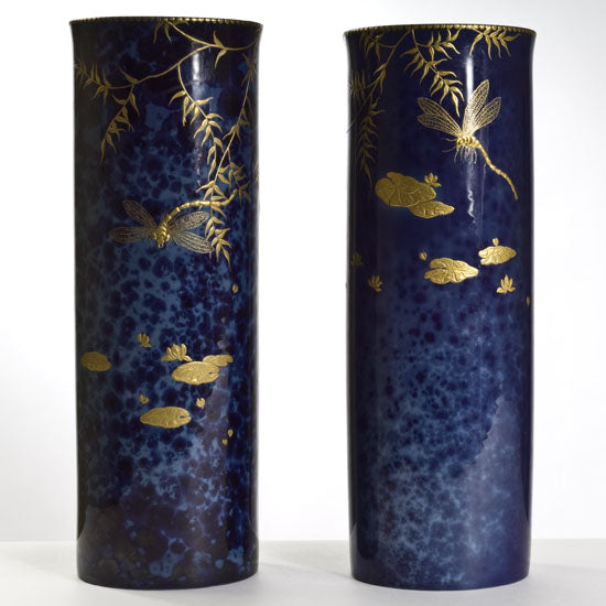 Titanian and Raised Gold Vases