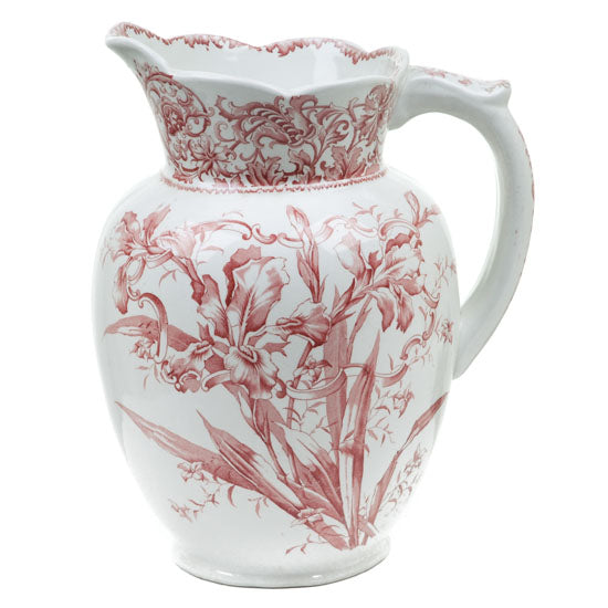 Pitcher with white and Pink Flower