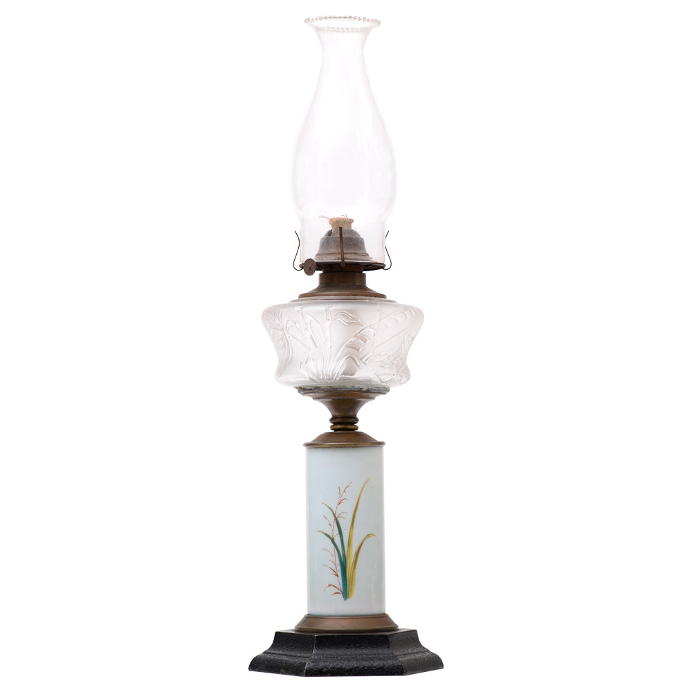 Oil  Lamp Bird Scene