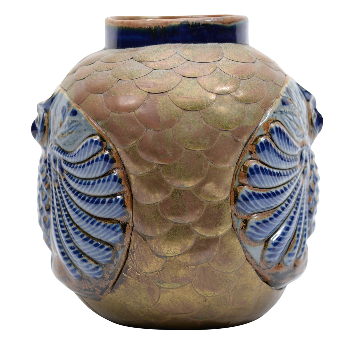 Owl Pottery Copper overlaid vase