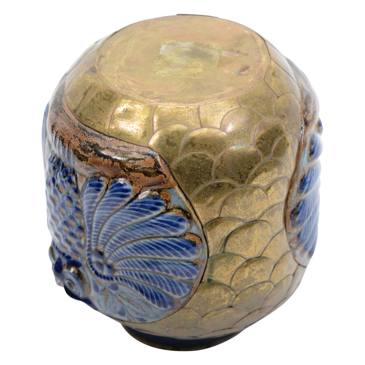 Owl Pottery Copper overlaid vase