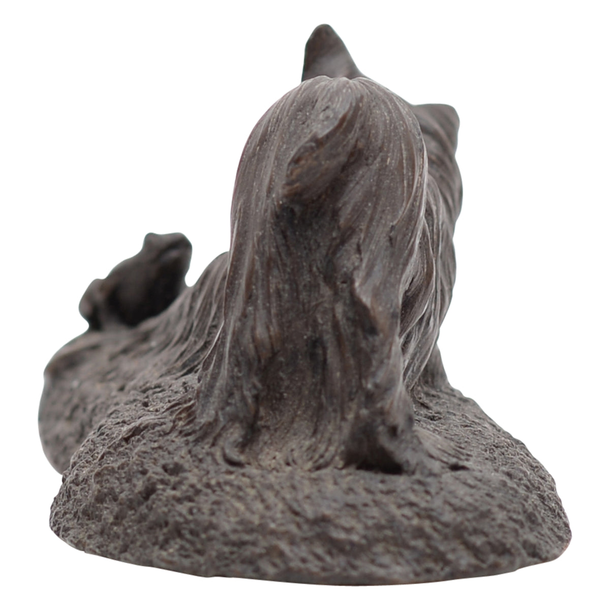 Yorkshire Terrier with frog bronze figurine