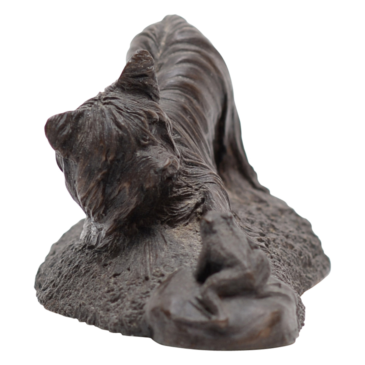 Yorkshire Terrier with frog bronze figurine