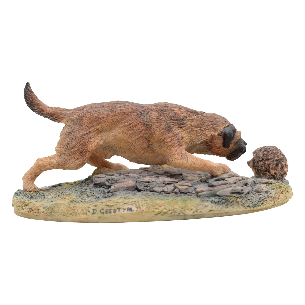 Border Terrier and Hedgehog Sculpture