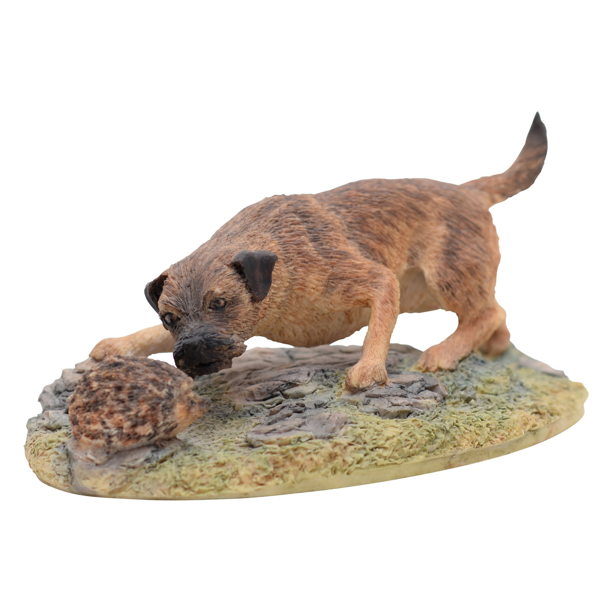 Border Terrier and Hedgehog Sculpture