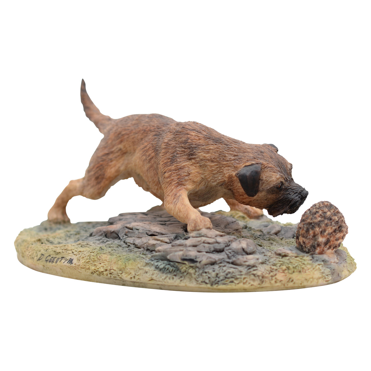 Border Terrier and Hedgehog Sculpture