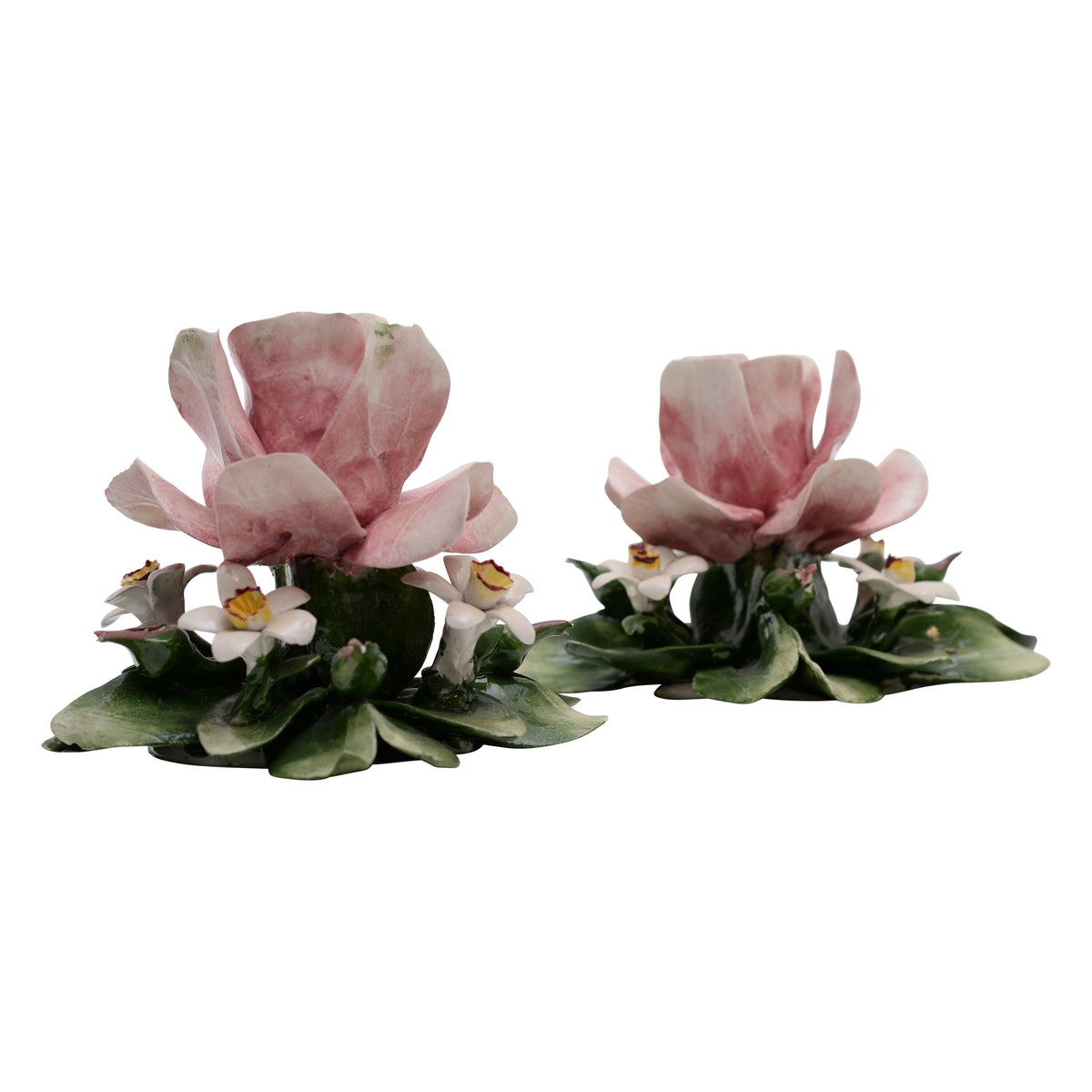 Pair of flowers bouquet candlesticks