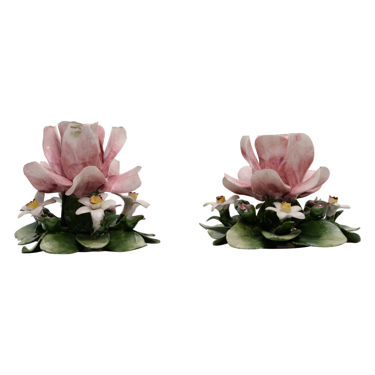 Pair of flowers bouquet candlesticks