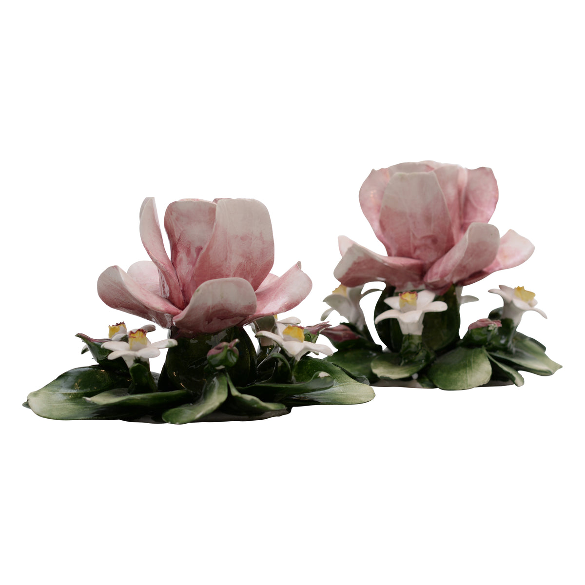 Pair of flowers bouquet candlesticks