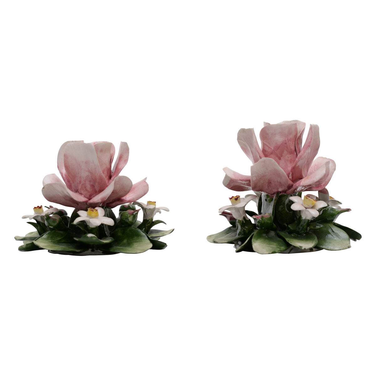 Pair of flowers bouquet candlesticks