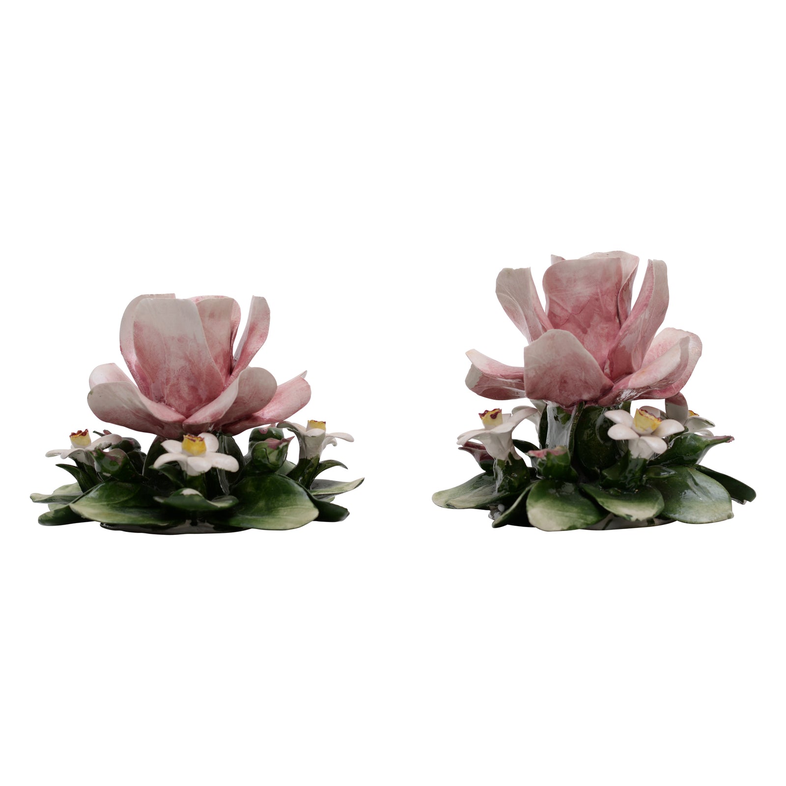 Pair of flowers bouquet candlesticks