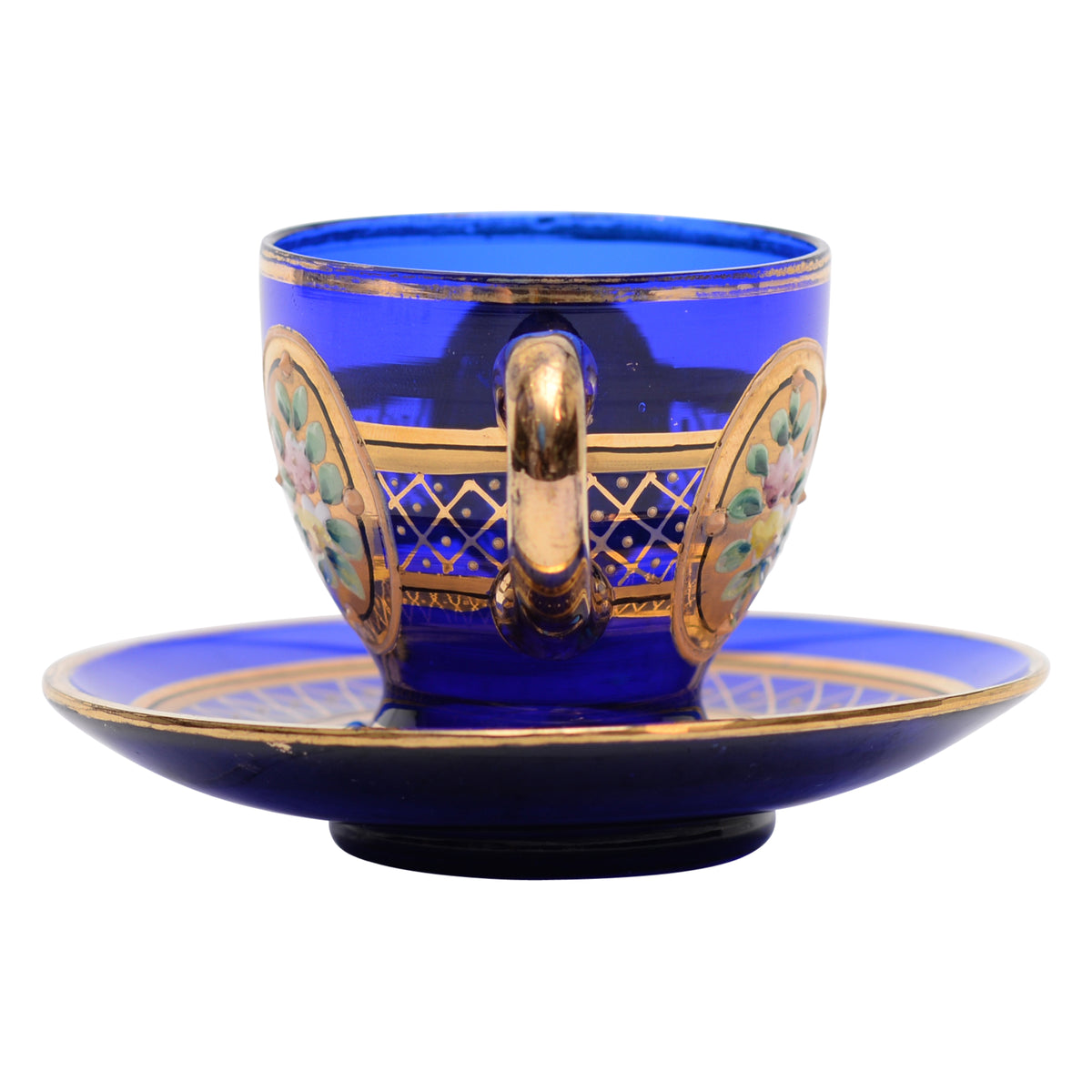 Cobalt glass teacup