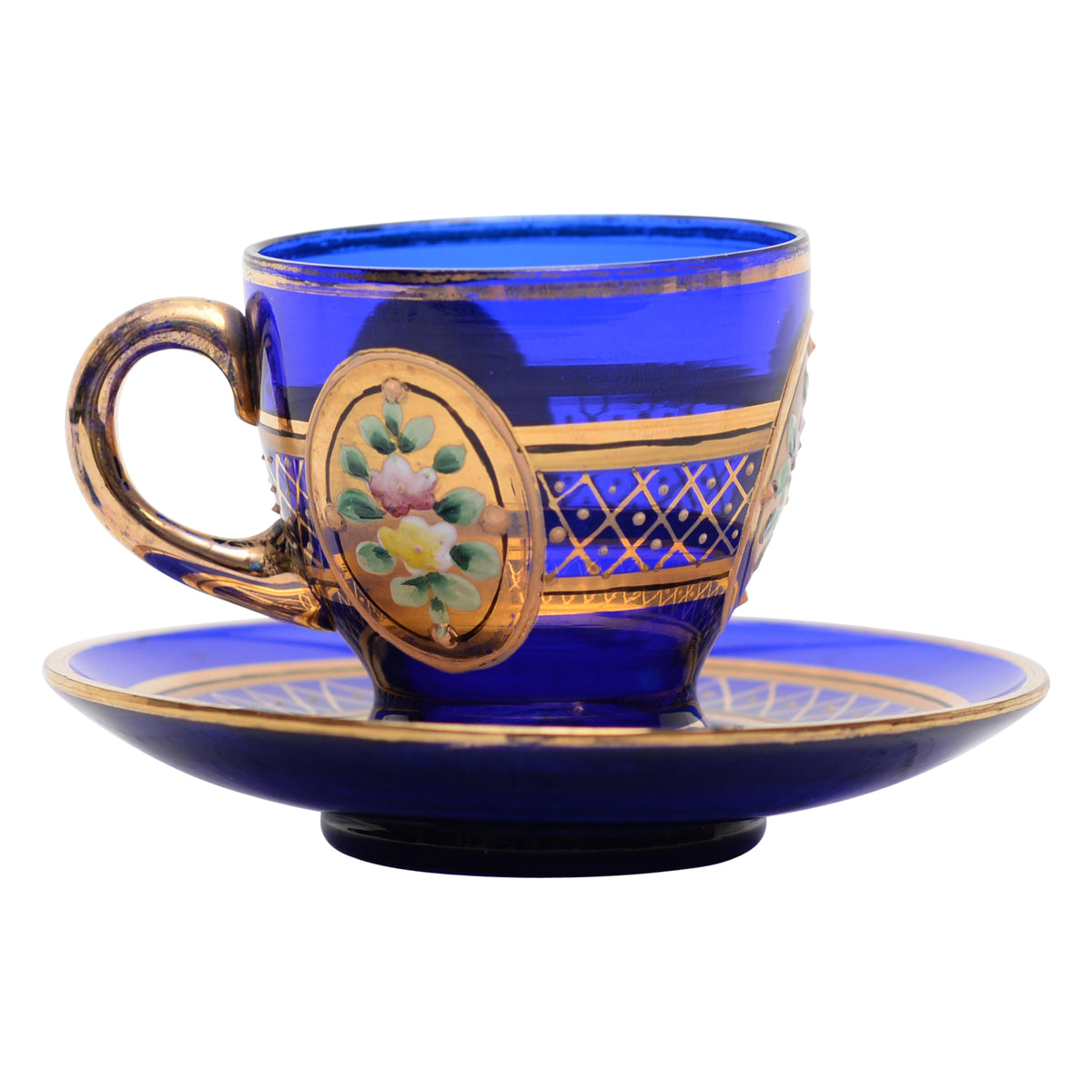 Cobalt glass teacup