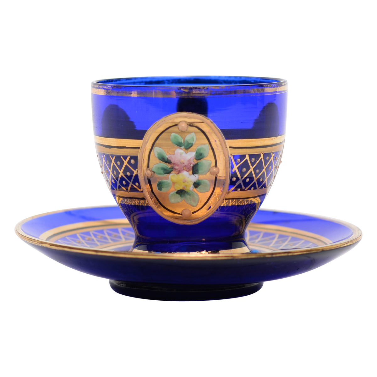 Cobalt glass teacup