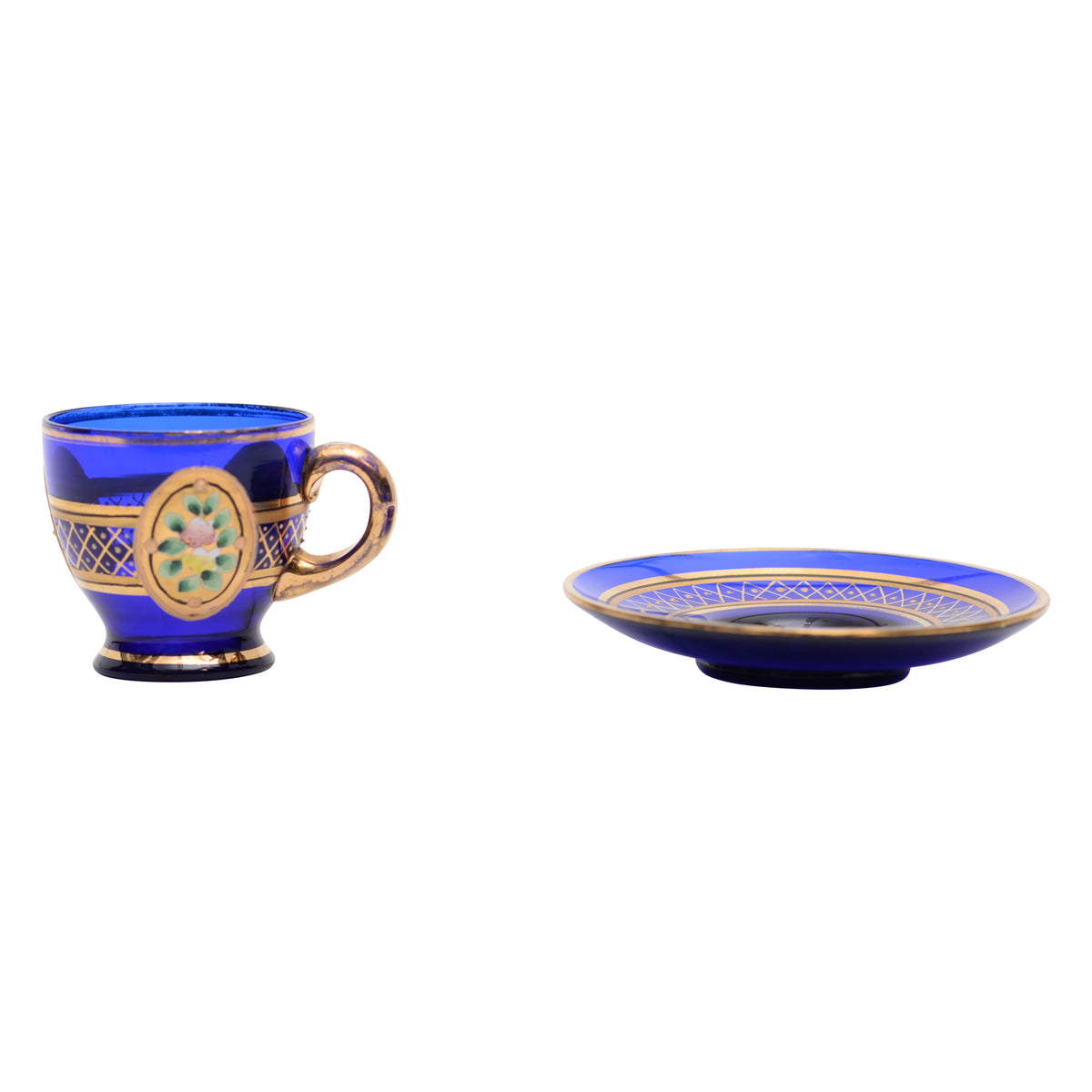 Cobalt glass teacup