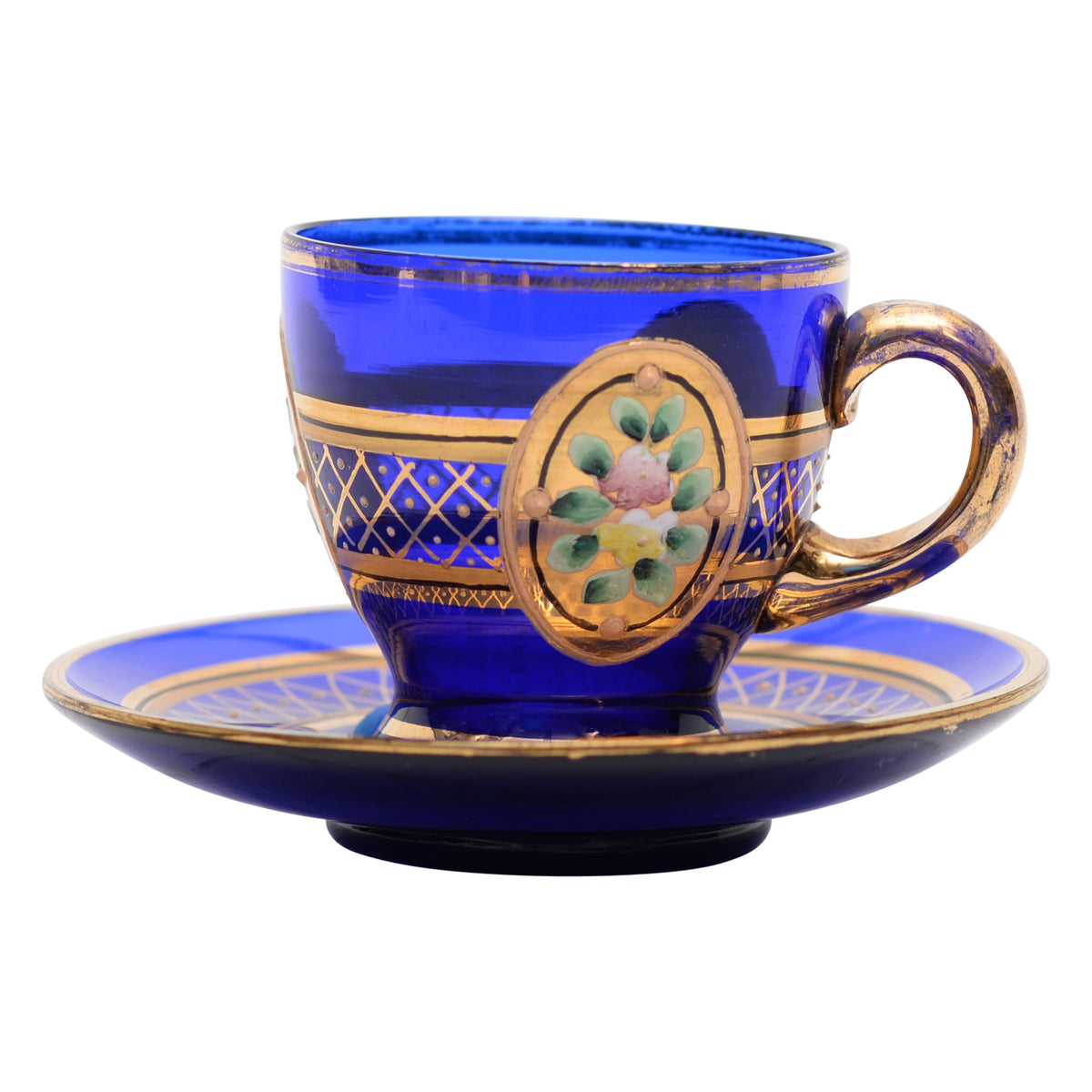 Cobalt glass teacup