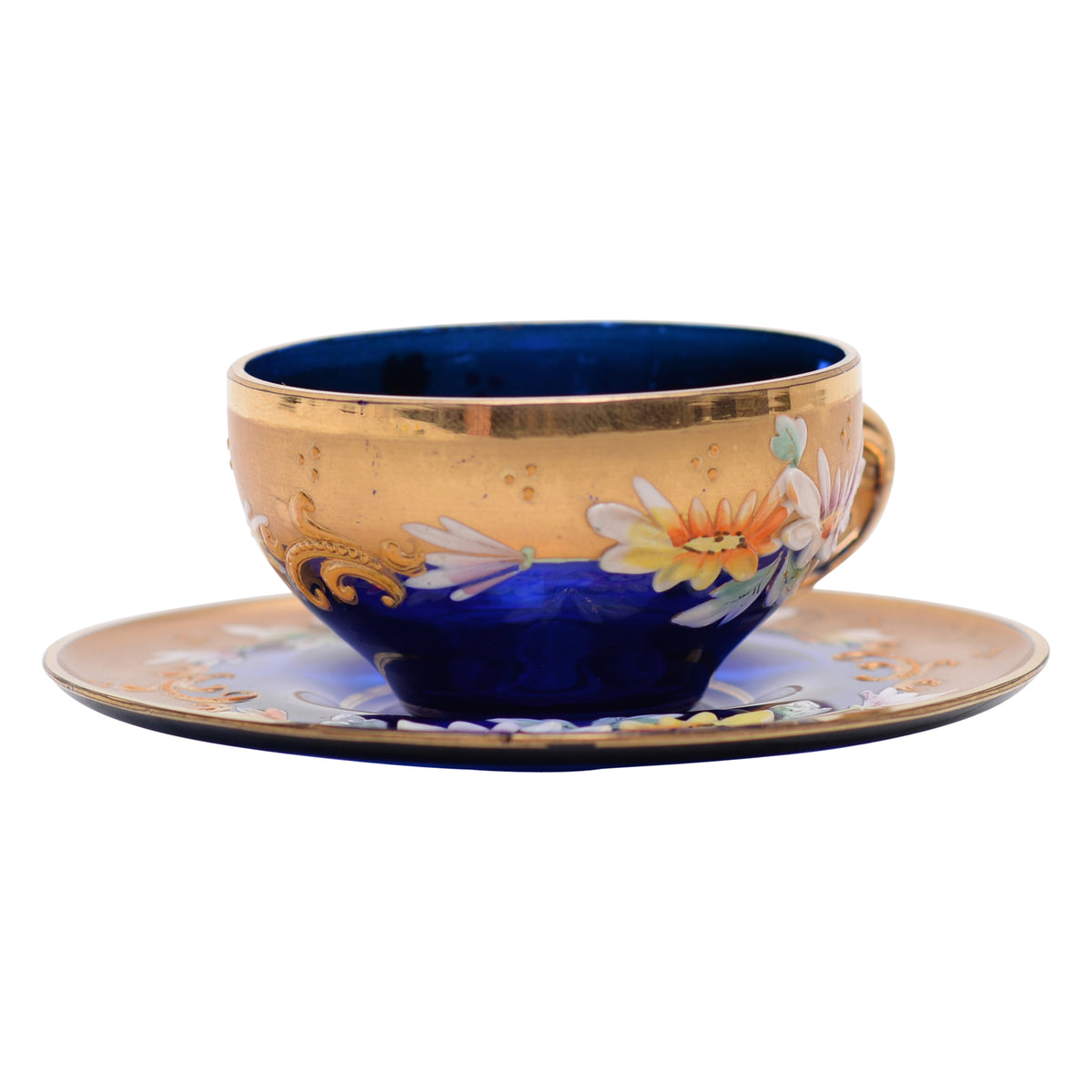 Cobalt glass teacup