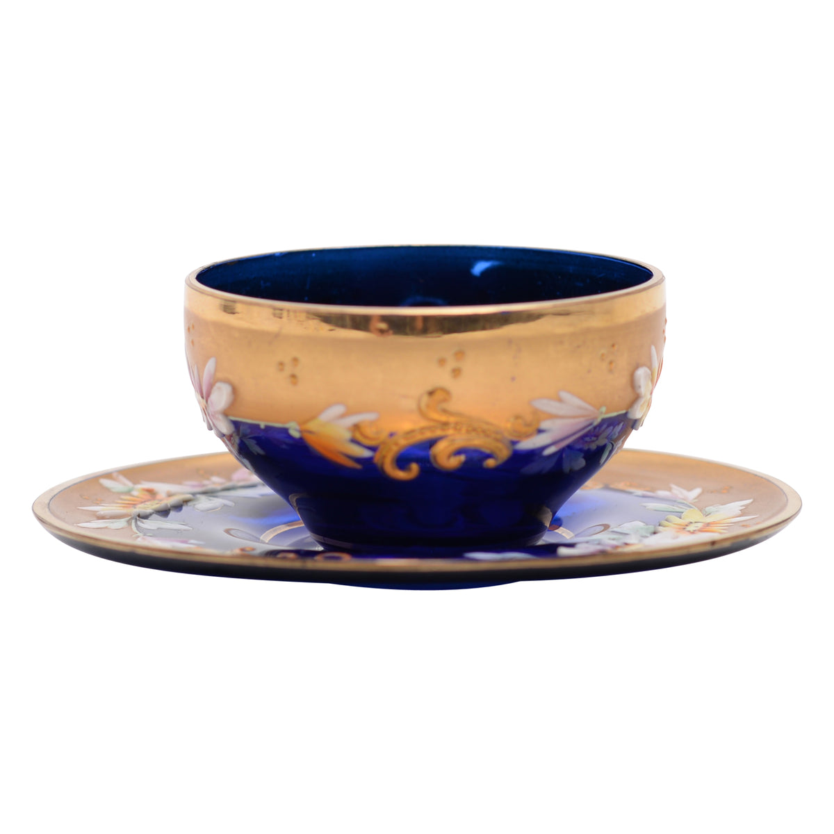 Cobalt glass teacup