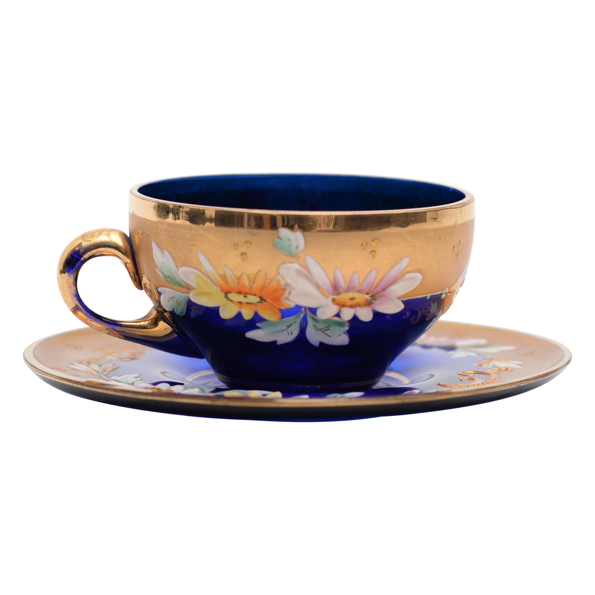 Cobalt glass teacup