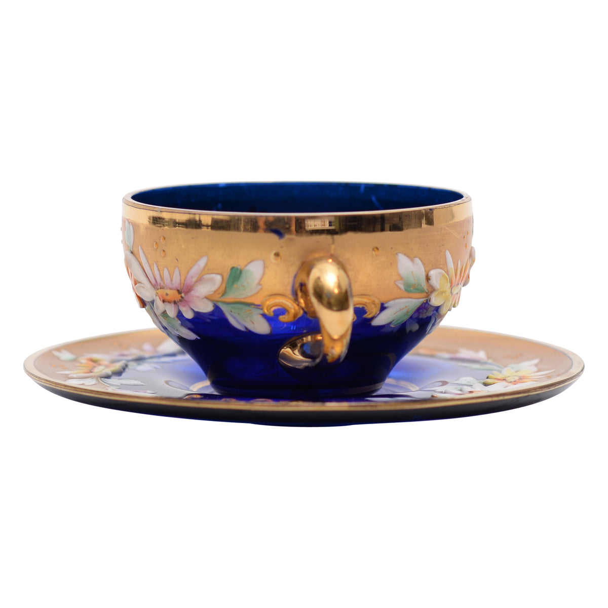 Cobalt glass teacup