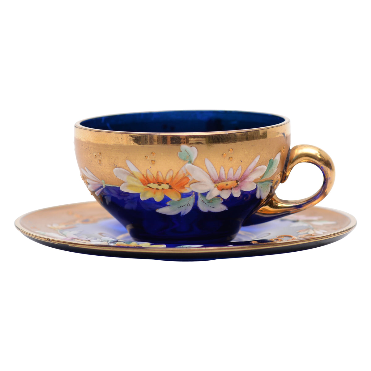 Cobalt glass teacup