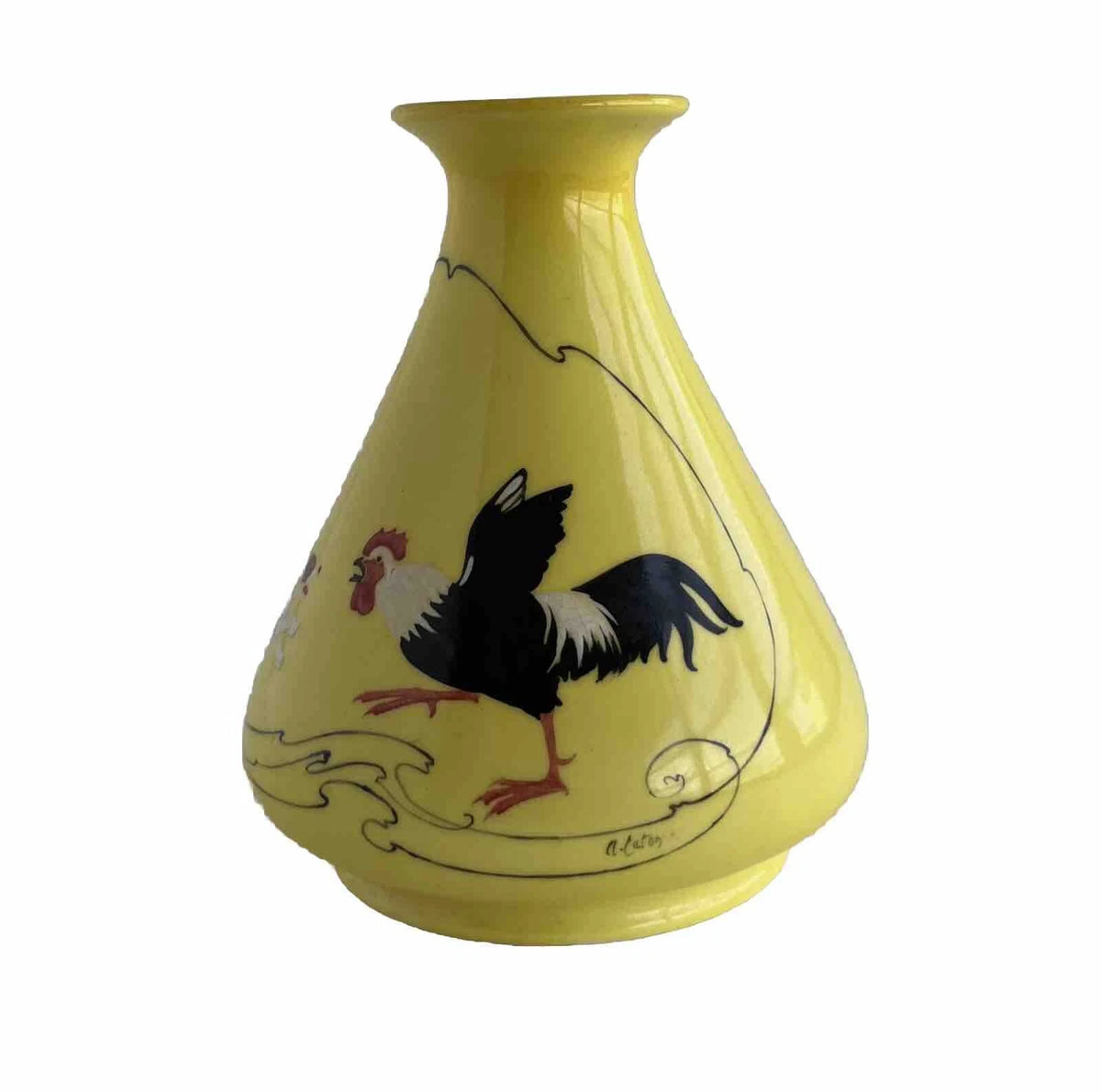 Arthur Eaton Hand Painted Cockerel Dog Vase