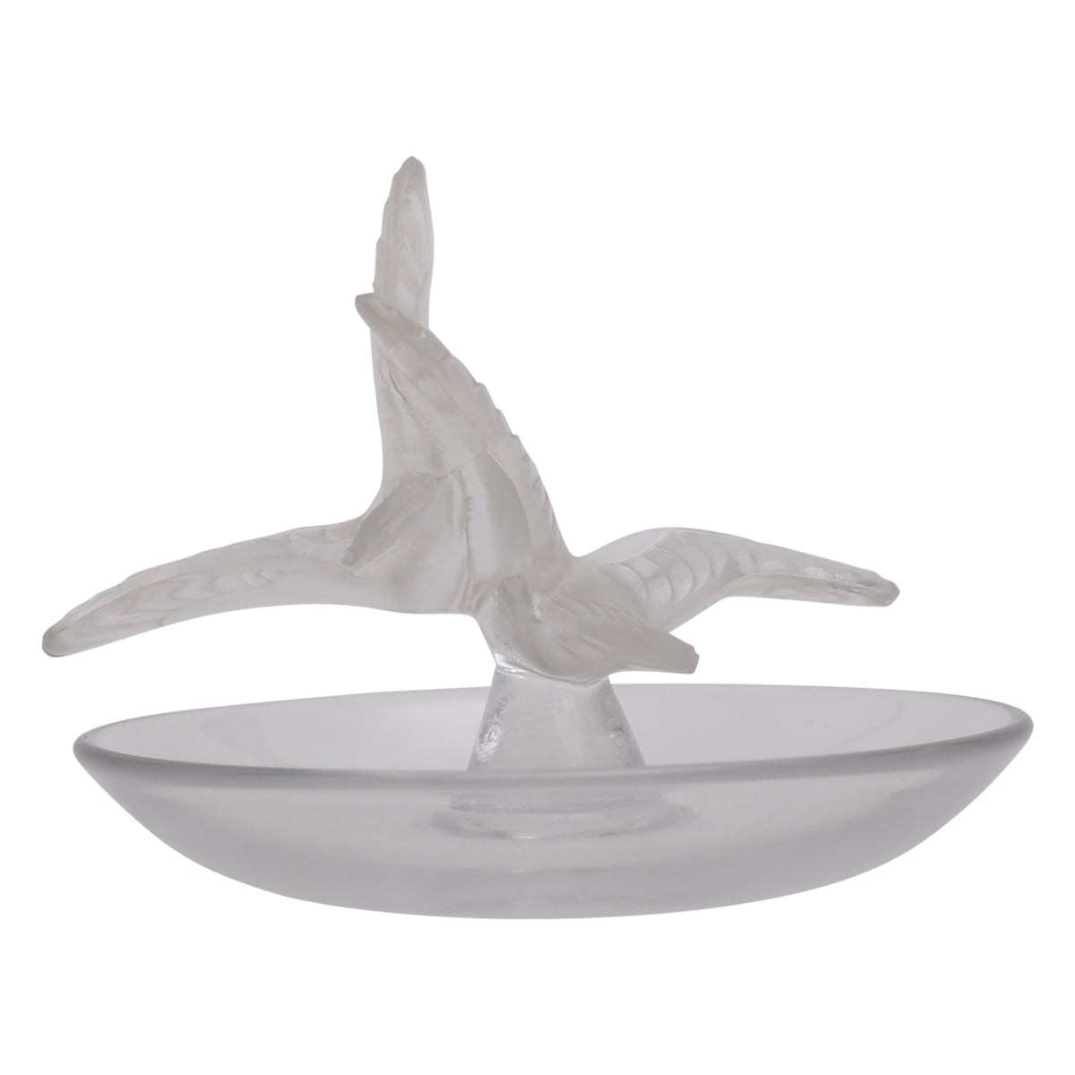 Glass dove ring dish